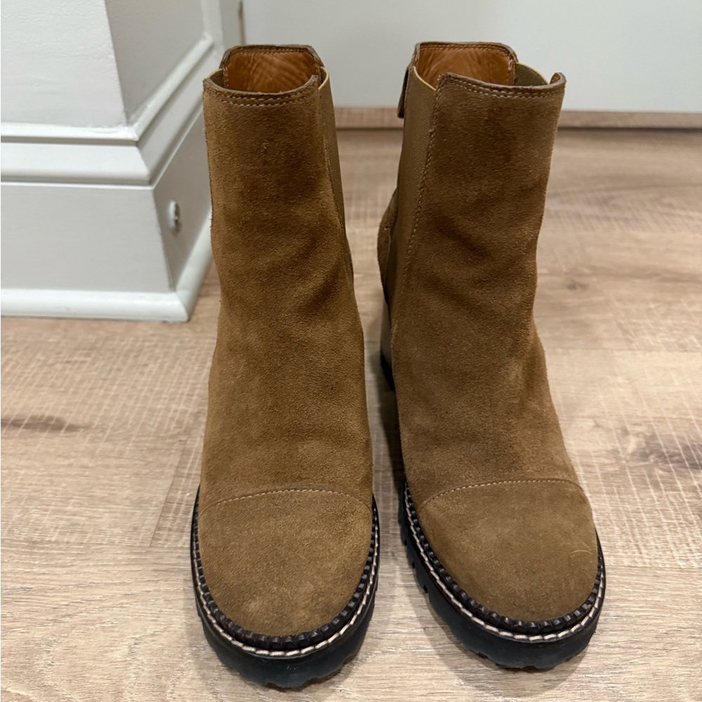 See By Chloé Mallory Lug Sole Suede Heeled Chelsea Boots